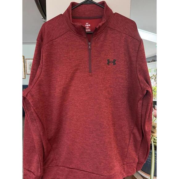 Under Armour Mens Full Zip Hoodie Jacket XL Red heather Loose Fit - Picture 2 of 3